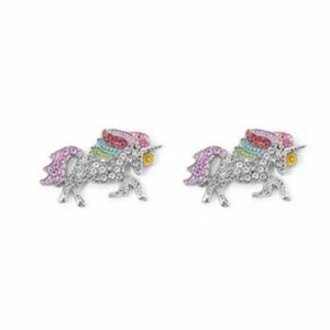 Unicorn Design Colorful Rhinestone Decor Stud Earr